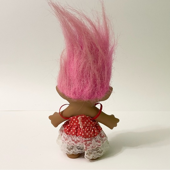 Ace Novelty Troll Doll with Pink Hair and Red Dress Pink Jewel - Picture 7 of 16